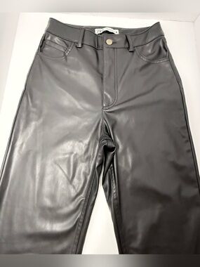 Zara Black Faux Leather Straight Leg Pants Size 2 / EUR 34